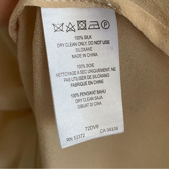 FRENCH CONNECTION Silk Crew Neck 3/4 Sleeve Blouse Front Pocket Pecan Pie 0 - Picture 6 of 6